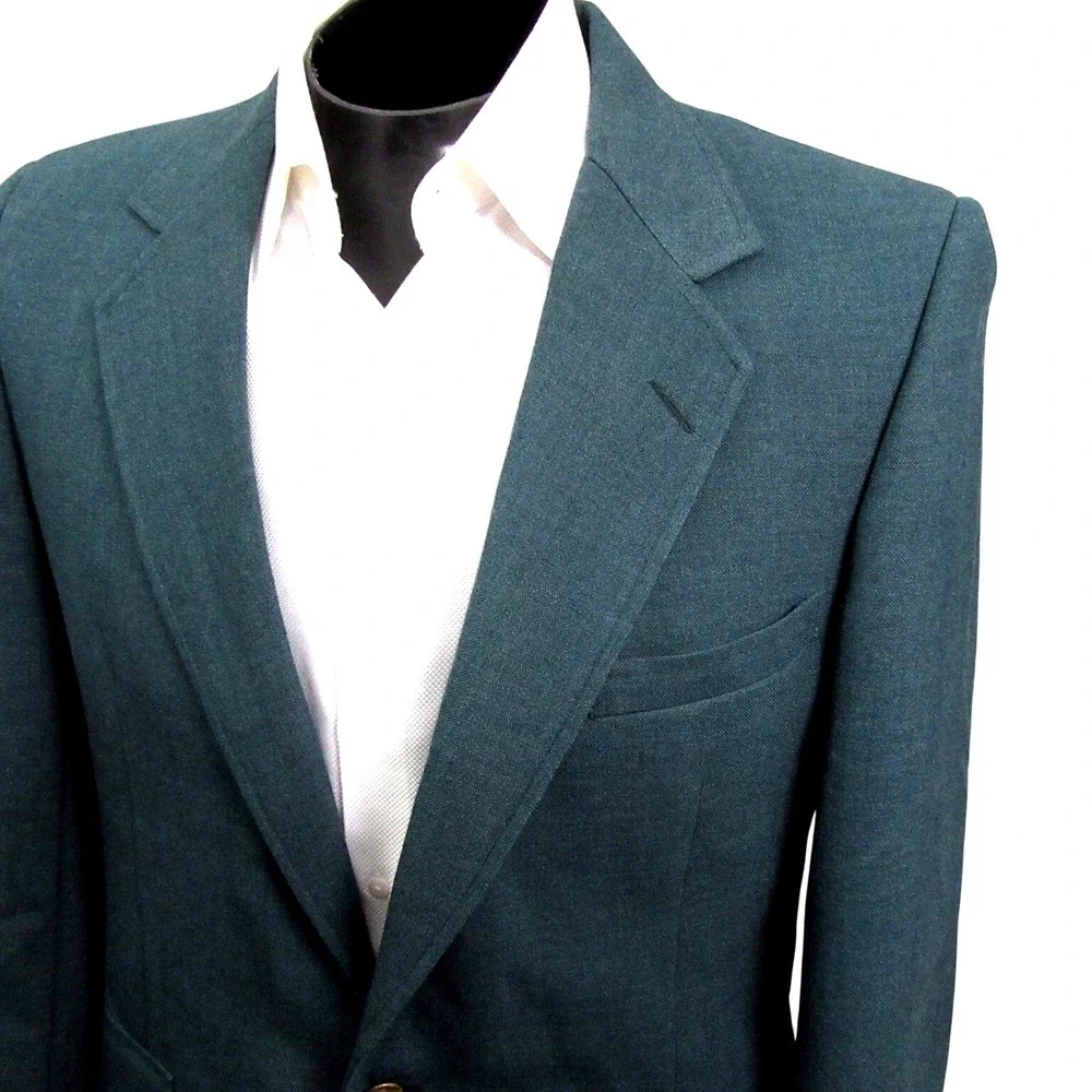 John Alexander Green Blazer 42R Gold Button Semi-Structured Woven‎ Classic Golf